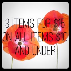 3 items $10 and under for $15!